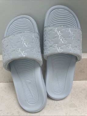 Nike Women's Pale Blue Logo Slide Sandals